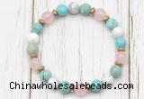 CGB8439 8mm sea sediment jasper, white howlite, rose quartz & hematite power beads bracelet