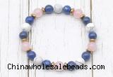 CGB8441 8mm lapis lazuli, white howlite, rose quartz & hematite power beads bracelet