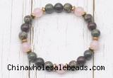 CGB8447 8mm dragon blood jasper, brecciated jasper, rose quartz & hematite power beads bracelet