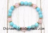 CGB8452 8mm blue howlite turquoise, rose quartz & hematite power beads bracelet