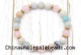 CGB8453 8mm amazonite, rose quartz & hematite power beads bracelet