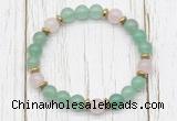 CGB8454 8mm green aventurine, rose quartz & hematite power beads bracelet