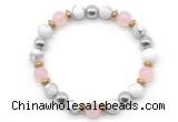 CGB8487 8mm rose quartz, white howlite & hematite energy bracelet