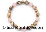 CGB8495 8mm rose quartz, zebra jasper & hematite energy bracelet