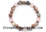 CGB8496 8mm rose quartz, zebra jasper & hematite energy bracelet