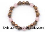 CGB8497 8mm rose quartz, elephant skin jasper & hematite energy bracelet