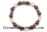 CGB8498 8mm rose quartz, brecciated jasper & hematite energy bracelet