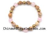 CGB8499 8mm rose quartz, picture jasper & hematite energy bracelet