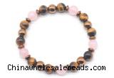 CGB8505 8mm rose quartz, yellow tiger eye & hematite energy bracelet