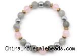 CGB8519 8mm rose quartz, labradorite & hematite energy bracelet