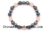 CGB8521 8mm rose quartz, black labradorite & hematite energy bracelet