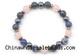 CGB8523 8mm rose quartz, sodalite & hematite energy bracelet