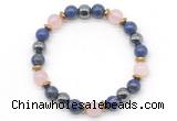 CGB8524 8mm rose quartz, lapis lazuli & hematite energy bracelet