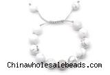 CGB8550 12mm round white howlite adjustable macrame bracelets