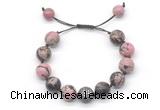 CGB8561 12mm round rhodonite adjustable macrame bracelets