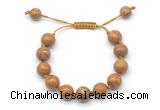 CGB8575 12mm round wooden jasper adjustable macrame bracelets