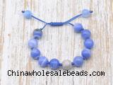 CGB8595 12mm round blue banded agate adjustable macrame bracelets