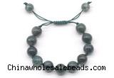 CGB8609 12mm round moss agate adjustable macrame bracelets