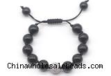 CGB8613 12mm round black onyx adjustable macrame bracelets