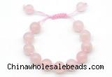 CGB8617 12mm round rose quartz adjustable macrame bracelets