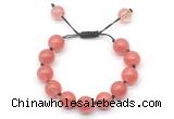 CGB8623 12mm round cherry quartz adjustable macrame bracelets