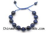 CGB8637 12mm round blue tiger eye adjustable macrame bracelets