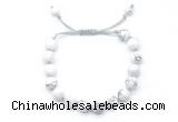 CGB8650 8mm,10mm round white howlite adjustable macrame bracelets