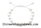 CGB8651 8mm,10mm round white howlite adjustable macrame bracelets