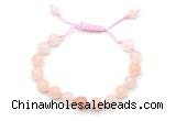 CGB8655 8mm,10mm round pink aventurine adjustable macrame bracelets