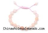 CGB8655 8mm,10mm round pink aventurine adjustable macrame bracelets