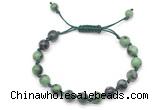 CGB8658 8mm,10mm round ruby zoisite adjustable macrame bracelets