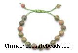 CGB8660 8mm,10mm round unakite adjustable macrame bracelets