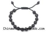 CGB8668 8mm,10mm round black lava adjustable macrame bracelets