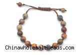 CGB8677 8mm,10mm round picasso jasper adjustable macrame bracelets