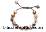 CGB8691 8mm,10mm round brown zebra jasper adjustable macrame bracelets