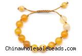 CGB8709 8mm,10mm round yellow banded agate adjustable macrame bracelets