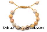 CGB8717 8mm,10mm round yellow crazy lace agate adjustable macrame bracelets