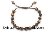 CGB8727 8mm,10mm round grade AA yellow tiger eye adjustable macrame bracelets