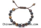 CGB8730 8mm,10mm round colorful tiger eye adjustable macrame bracelets