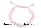 CGB8741 8mm,10mm round rose quartz adjustable macrame bracelets