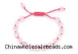 CGB8742 8mm,10mm round grade A rose quartz adjustable macrame bracelets