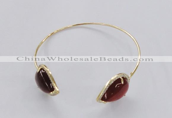 CGB875 15*20mm flat teardrop agate gemstone bangles wholesale