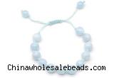 CGB8758 8mm,10mm round aquamarine adjustable macrame bracelets