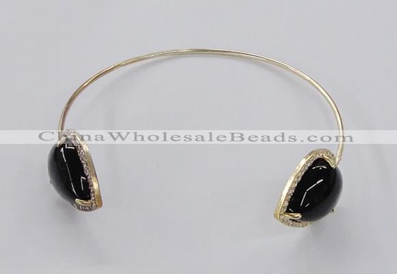 CGB876 15*20mm flat teardrop agate gemstone bangles wholesale