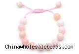 CGB8765 8mm,10mm round pink opal adjustable macrame bracelets