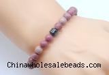 CGB8836 8mm, 10mm pink wooden jasper & drum hematite power beads bracelets