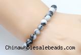 CGB8844 8mm, 10mm black & white jasper & drum hematite power beads bracelets