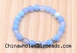 CGB8861 8mm, 10mm blue agate, drum & rondelle hematite beaded bracelets