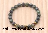 CGB8871 8mm, 10mm dragon blood jasper, drum & rondelle hematite beaded bracelets