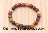 CGB8875 8mm, 10mm mookaite, drum & rondelle hematite beaded bracelets